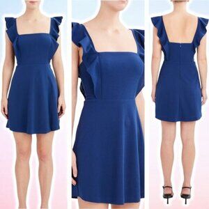 NWT BCBG Paris Ruffle Strap Mini Dress Sz Small Blue